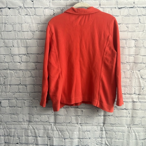 Talbots Orange Quarter-Zip Pullover 100% Cotton‎ Womans Size Large Petite - Picture 3 of 3